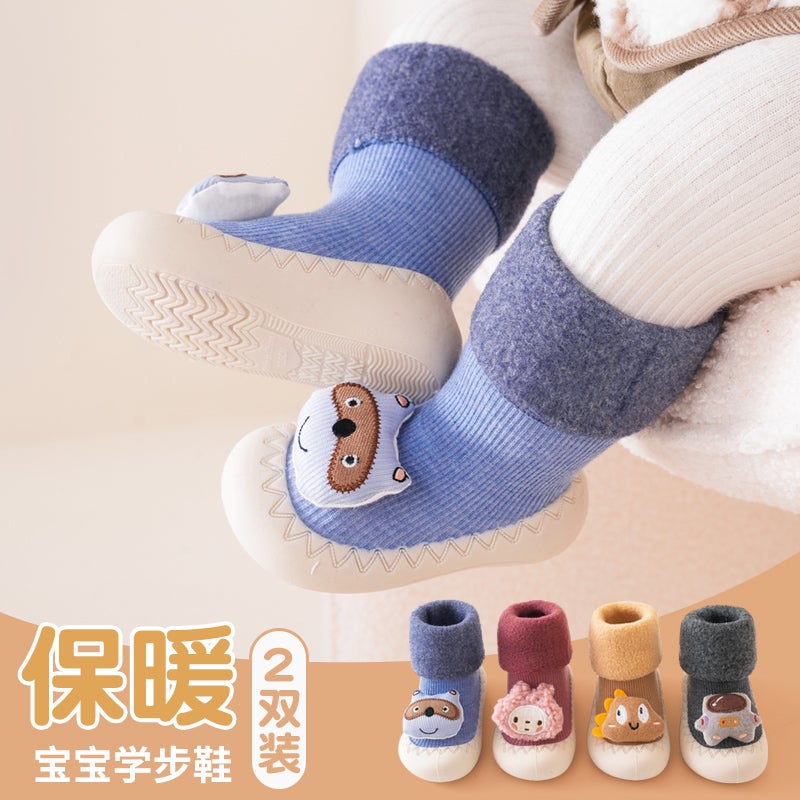 Baby Toddler Shoes Fleece-Lined And Thickeneded Shoes And Socks Baby Shoes One Year And 10 Months Old Infants Non-Slip Floor Shoes - Image 2