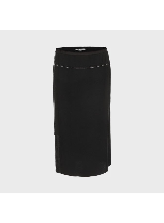 Zara fashionable Asymmetrical Cut High-end Elegant Flowy Midi Skirt - Image 2