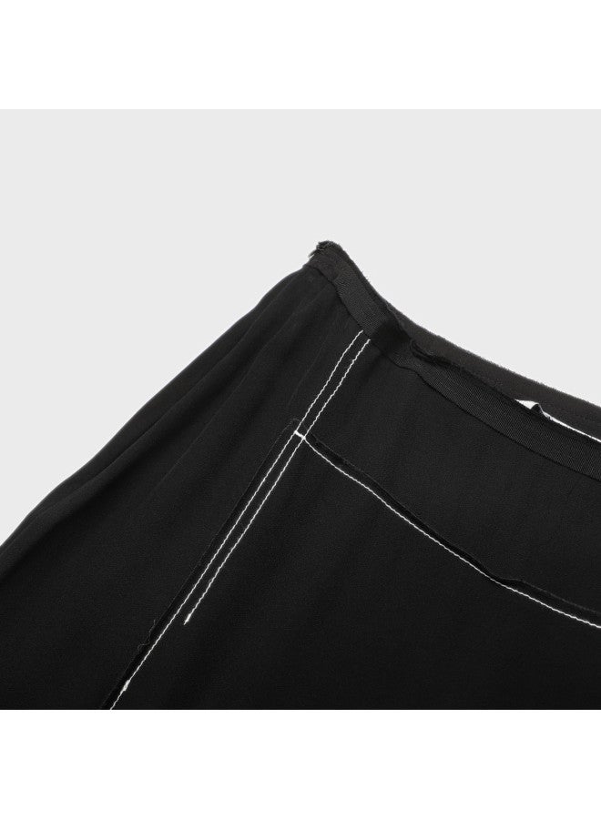 Zara fashionable Asymmetrical Cut High-end Elegant Flowy Midi Skirt - Image 5