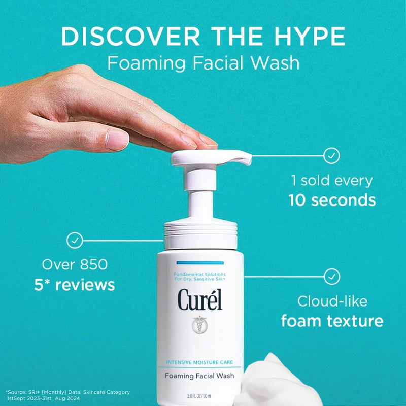 Curel Japanese Skin Care Foaming Facial Wash, Face Wash for Dry, Sensitive Skin, Cleanses and Protects Natural Ceramides, pH Balanced, Fragrance & Alcohol Free Facial Cleanser, Step 2 of 2, 5 Fl Oz - Image 2