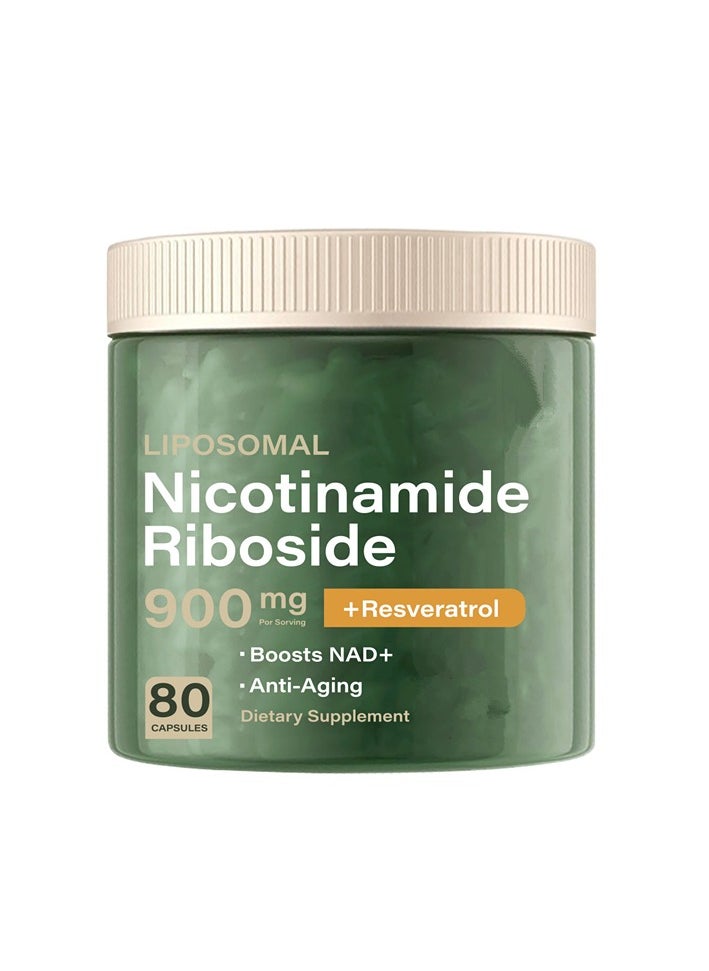 NAD NAD Supplement  Liposomal Nicotinamide Riboside Resveratrol Quercetin NAD Nicotinamide Riboside Resveratrol 900mg NAD Supplement for Men and Women 80 Capsules 1 Pack  - Image 1