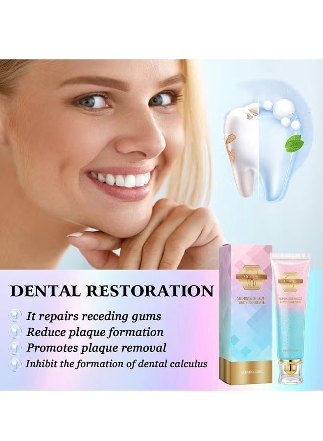 ORALHOE Niacinamide Whitening Toothpaste, Nicotinamide Dazzling White Toothpaste, Fresh Breath Niacinamide Whitening Toothpaste, Body Accel Niacinamide Whitening Toothpaste, Remove Tooth Stains, 100G - Image 5