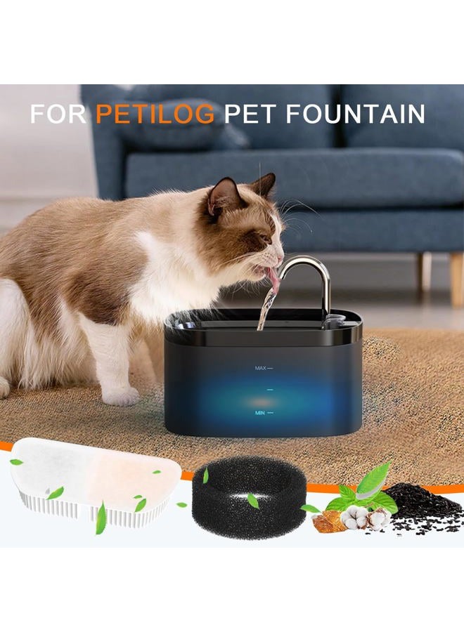 Petilog Cat Water Fountain Filters for 84oz/2.5L Pet Water Dispenser Fountain (4 Filters& 4Sponges) - Image 2