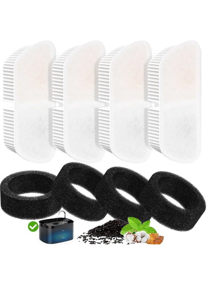 Petilog Cat Water Fountain Filters for 84oz/2.5L Pet Water Dispenser Fountain (4 Filters& 4Sponges) - Image 1