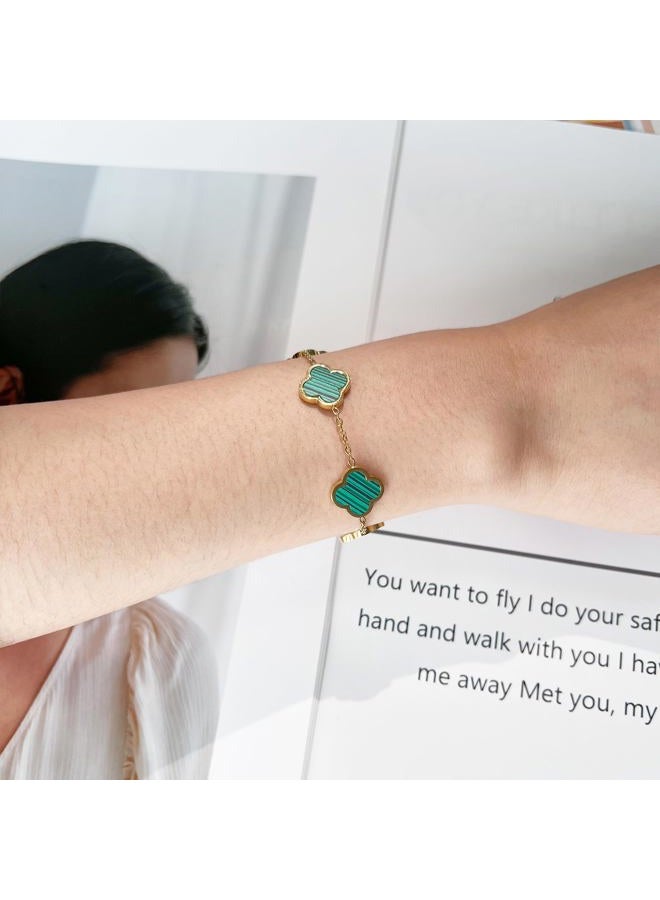 AIPPK 18K Gold Plated Clover Lucky Bracelet Van Cleef Bracelet Dupes for Women Green Flower Four Leaf Bracelets Trendy Jewelry Gifts for Women - Image 4