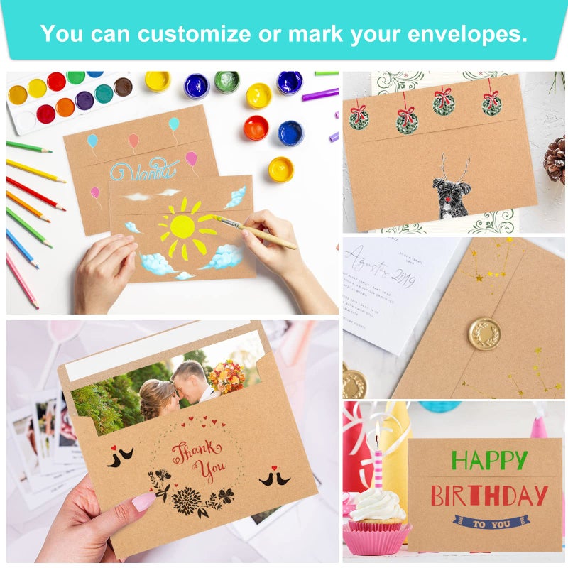 Joyberg 50 Pack Brown Kraft Envelopes, 5x7 Envelopes for Invitations, A7 Invitation Envelopes for Personalize Gift Cards, Wedding, Baby Shower, Birthday Party - Image 5