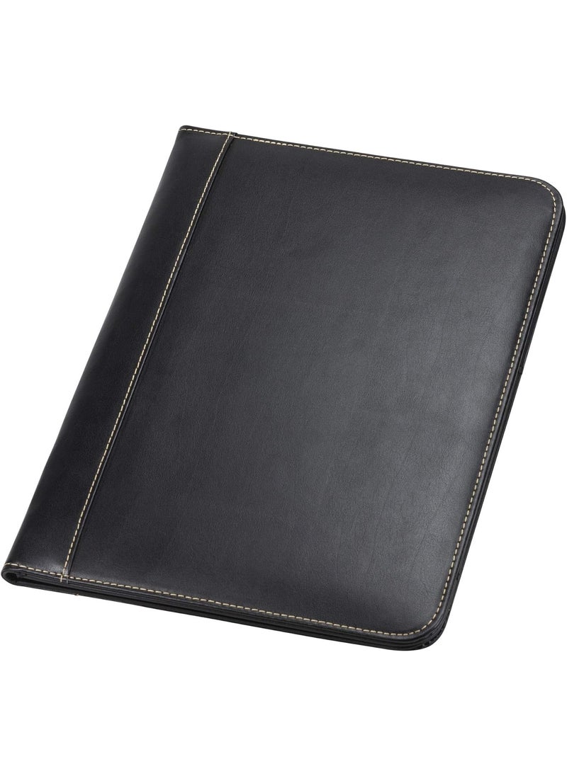 Samsill Samsill Contrast Stitch FauxLeather Padfolio Business Portfolio for Men and Women Resume Document Organizer with 85 x 11 Inch Writing Pad Black  - Image 2
