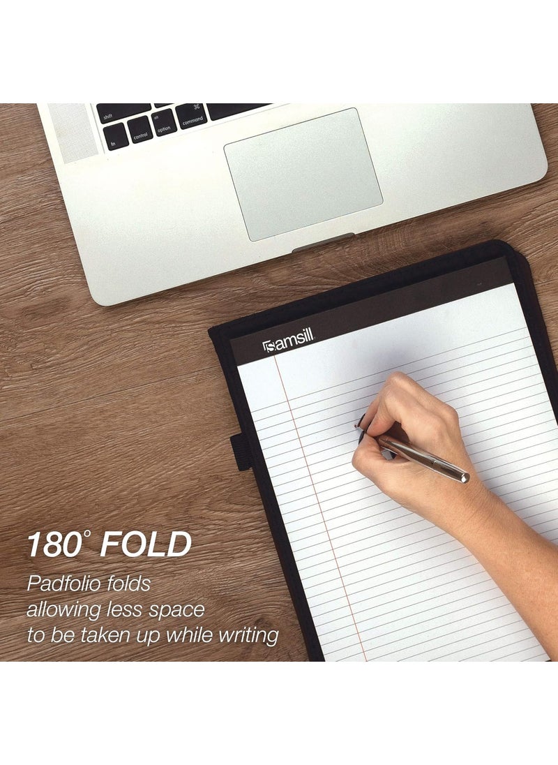 Samsill Samsill Contrast Stitch FauxLeather Padfolio Business Portfolio for Men and Women Resume Document Organizer with 85 x 11 Inch Writing Pad Black  - Image 5