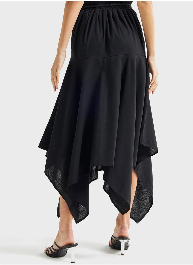 FAV Asymmetric Hem Tie Detail Skirt