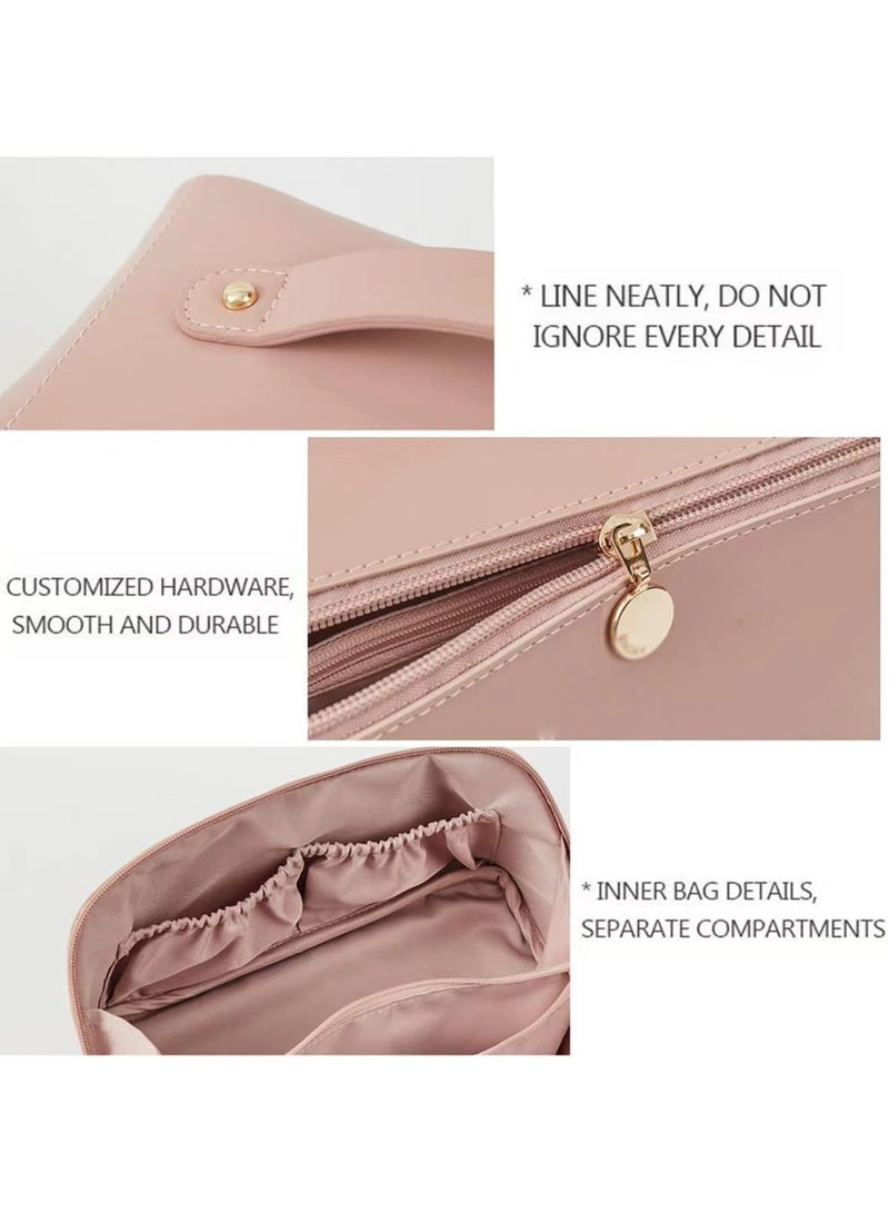 KHAJUL Cosmetic Bag for Women with Hanging Hook, Toiletry Bags, Waterproof Makeup Storage, Portable Cortex Wash Bag, Travel Organizer Case (Pink) - Image 4