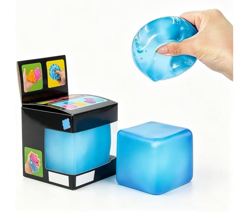 MARK STORE Squishy Fidget Cube Stress Ball for Kids & Adults, Soft Sensory Squeeze Toy, Stress Relief Fidget Cube, Anxiety Relief Desk Toy, Stretchy Squish Cube for Office, Classroom & Gift Use - Image 1