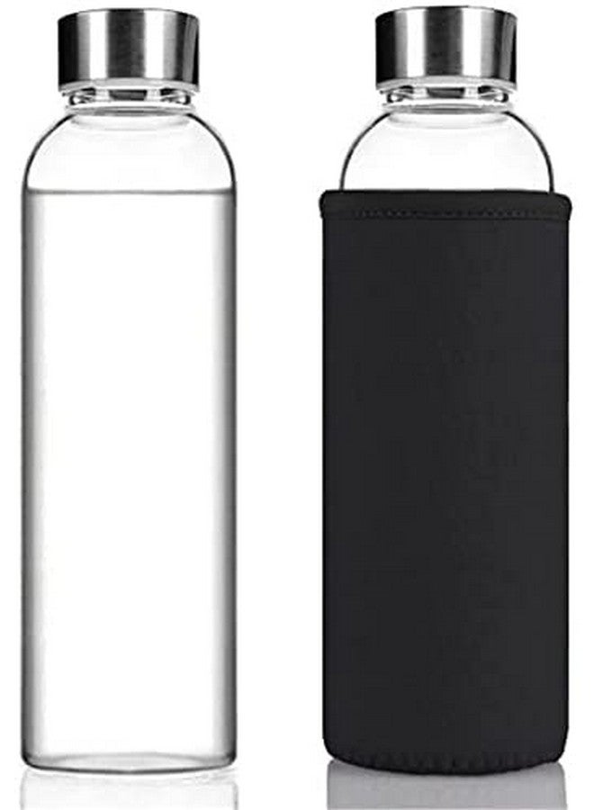 ISKO® Borosilicate Glass Water Bottle with Leak-Proof Airtight Stainless Steel Lid and Protective Fabric Sleeve For water, Juices,Fridge bottles -750ML - Image 2