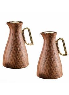 petros PETROS 2 Piece Thermos Set 1L + 1L Wooden/Golden  - Image 2