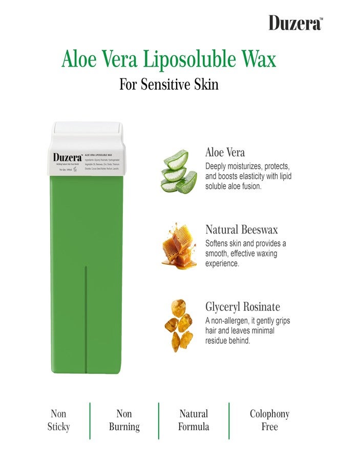 Duzera Aloevera Roll On Wax Cartridge 100ml (Pack of 2) | Liposoluble Hair Removal Wax for Men & Women | Natural Wax Formula for Sensitive Skin | Dermatologically Tested | Colophony Free - Image 2