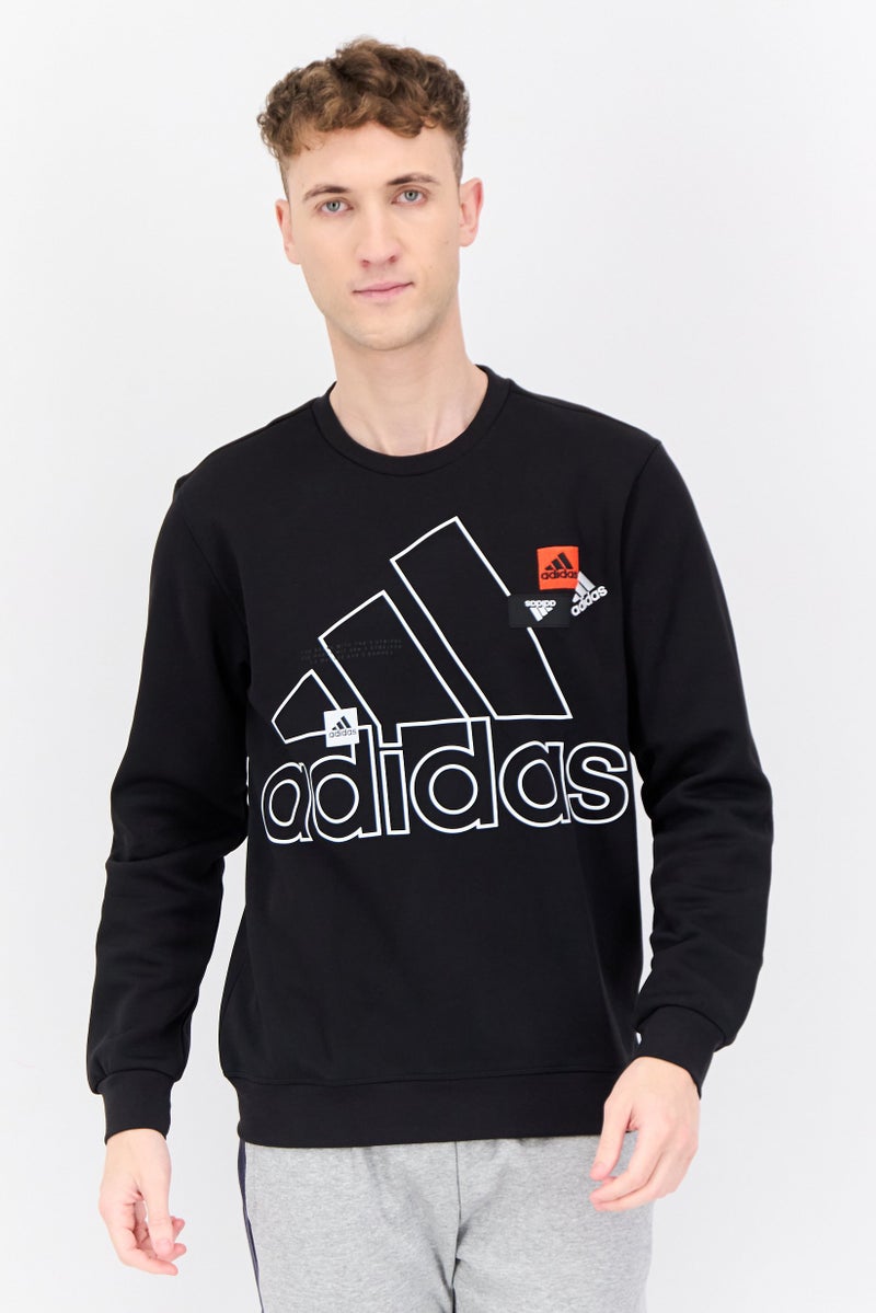 Adidas Men Sportswear Fit Long Sleeves Running Sweatshirt, Black  - Image 1