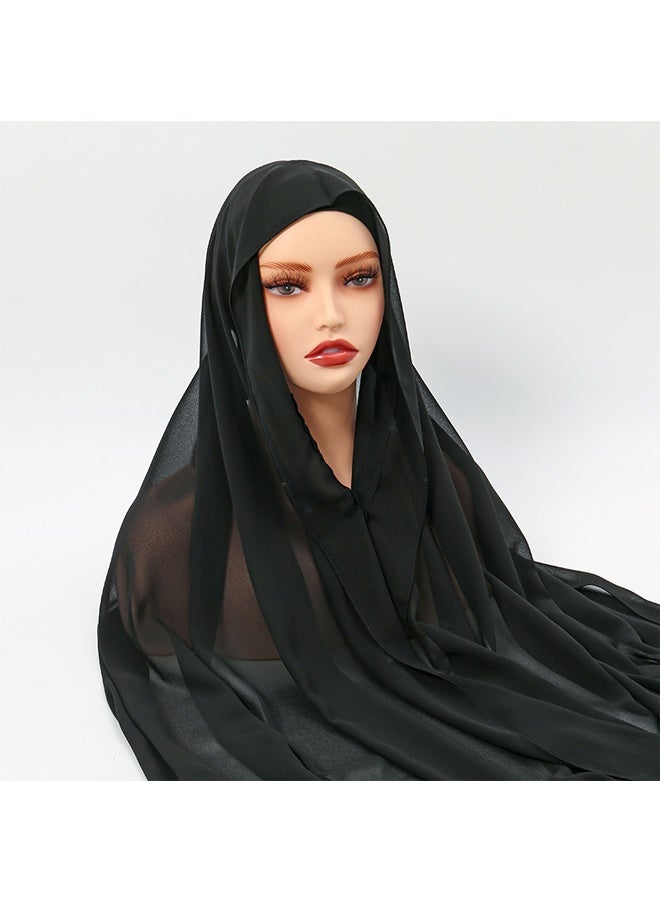 وشاح حجاب شيفون مغناطيسي للنساء، وشاح رأس بسحّاب سريع الإغلاق، غطاء رأس مسلم قابل للتنفس مع غطاء داخلي - Image 5