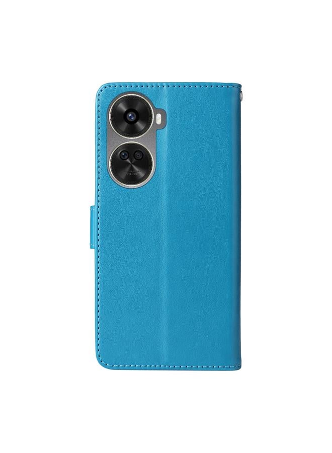 اس-توب جراب لهاتف Huawei nova 12 SE 4G مصنوع من الجلد بتصميم زهور الفراشة المنقوشة - Image 3