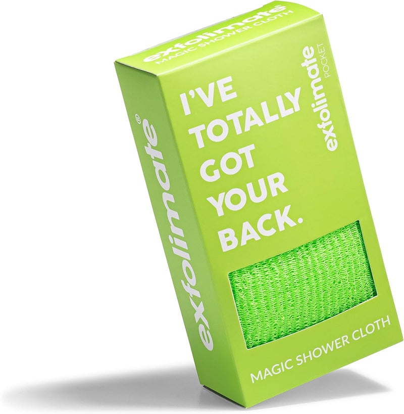 green heart labs ExfoliMATE | Magic Exfoliating Shower Cloth Gently Removes Dead Skin for a Youthful Clear Complexion (Pocket 2.0, Green)