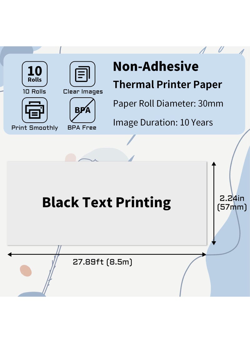 PAPRMA PAPRMA 57x30mm Thermal Paper White 10 Rolls, Non-Adhesive Thermal Paper Roll for Mini Printer Instant Camera Printer Refill  - Image 3