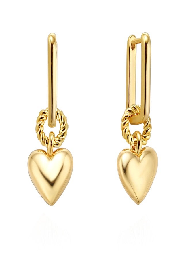 ACC PLANET Gold Heart Earrings for Women, 18K Gold Plated Small Huggie Hoop Drop Earrings Boho Cute Heart Hoop Earrings Hypoallergenic Jewelry Gifts for Women - Image 1