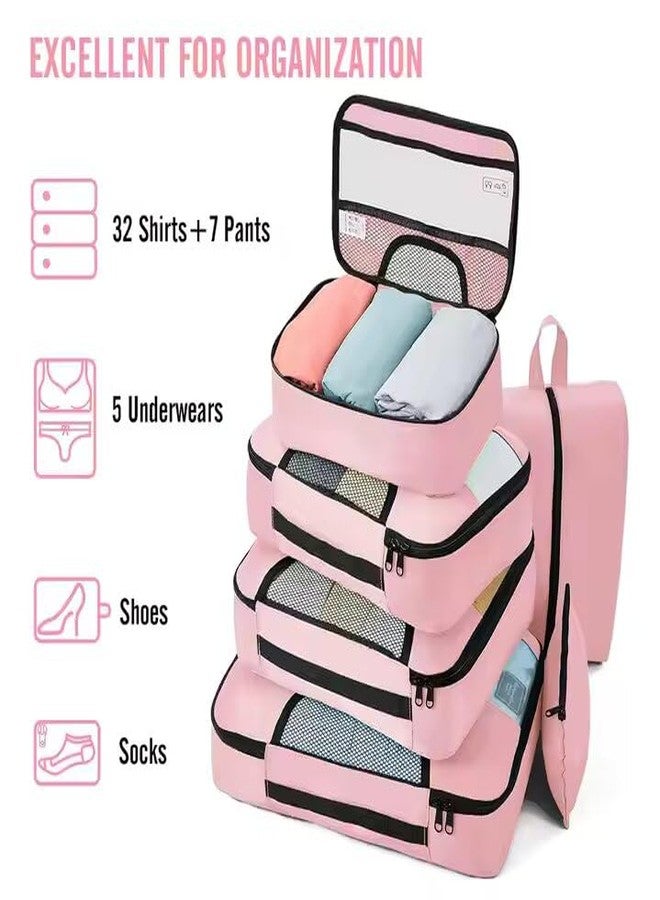 Zonoxo 8 Set Lightweight, Waterproof & Space-Saving for Luggage & Carry-On Packing Cubes Set for Suitcases, Backpacks & Carry-Ons (Pink) - Image 2