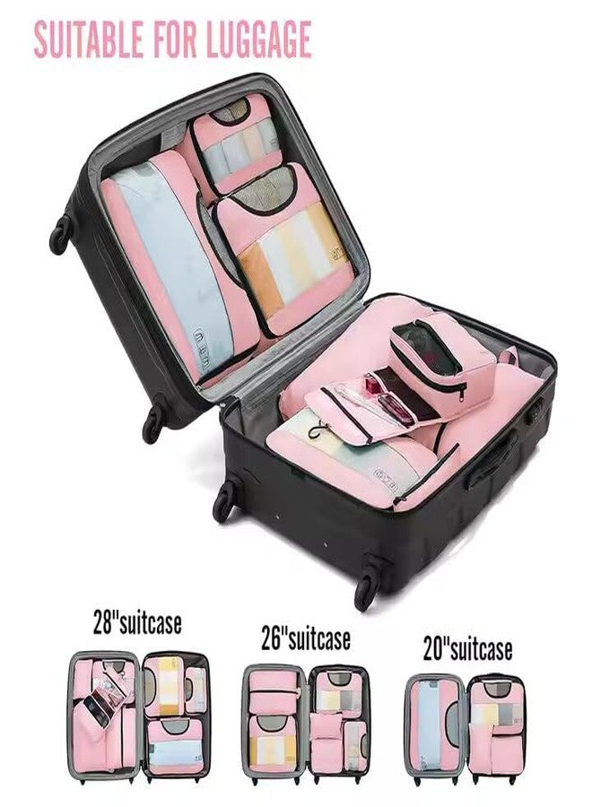 Zonoxo 8 Set Lightweight, Waterproof & Space-Saving for Luggage & Carry-On Packing Cubes Set for Suitcases, Backpacks & Carry-Ons (Pink) - Image 4