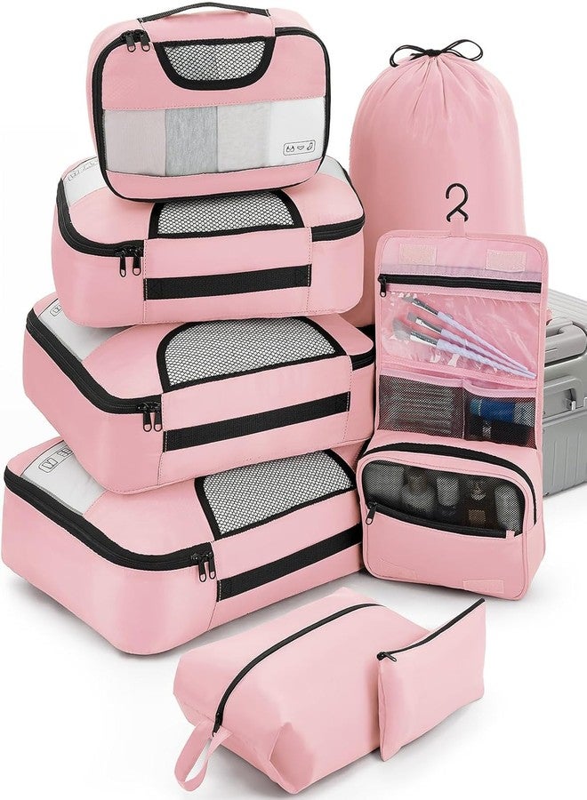 Zonoxo 8 Set Lightweight, Waterproof & Space-Saving for Luggage & Carry-On Packing Cubes Set for Suitcases, Backpacks & Carry-Ons (Pink) - Image 1