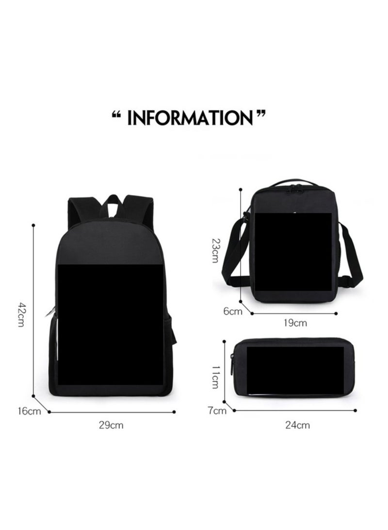 Student large capacity backpack cartoon backpack shoulder bag shoulder bag pencil case three piece set - Image 2