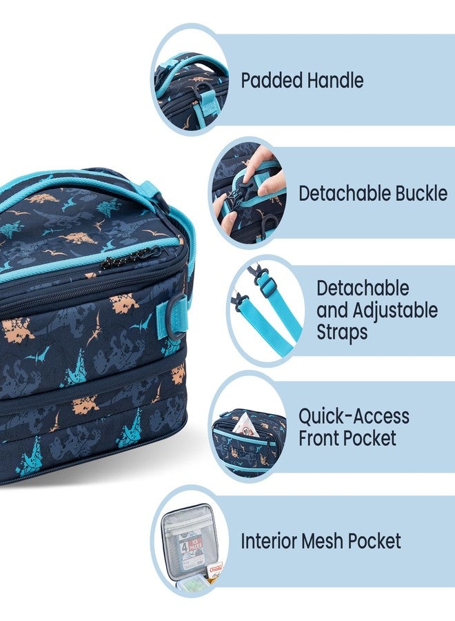 Everfun Expandable Lunch Box for Boys with Container, Insulated Bento Lunch Bag Reusable Water Resistant Lunch Tote Bag for School Dinosaur - Image 5