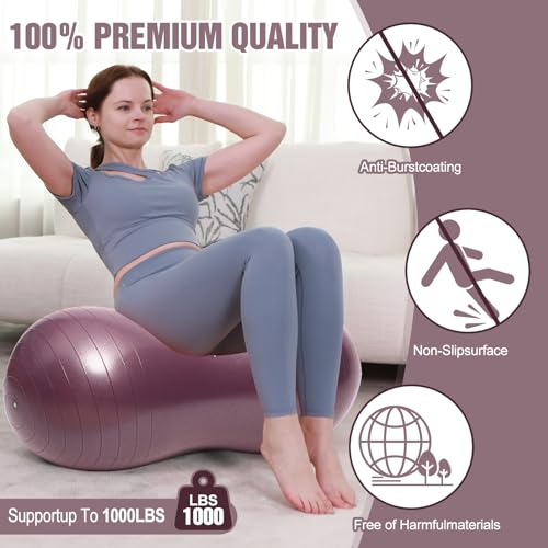 INPANY Peanut Ball - Anti Burst Exercise Ball for Labor Birthing, Physical Therapy for Kids, Core Strength, Home & Gym Fintness (Include Pump) Rose Gold - Image 3