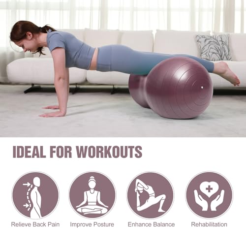 INPANY Peanut Ball - Anti Burst Exercise Ball for Labor Birthing, Physical Therapy for Kids, Core Strength, Home & Gym Fintness (Include Pump) Rose Gold - Image 5