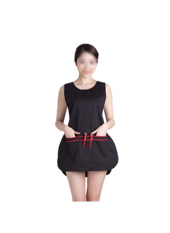 HEALLILY Barber Aprons Hair Stylist Apron Professional Hair Cutting Hairdressing Cape Jacket Vest with Pocket 76x56cm (Black)  - Image 1