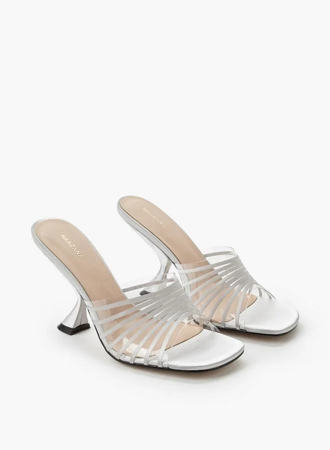 Haadana SILVER Women Flared Heel Sandals for Women | Best Price UAE