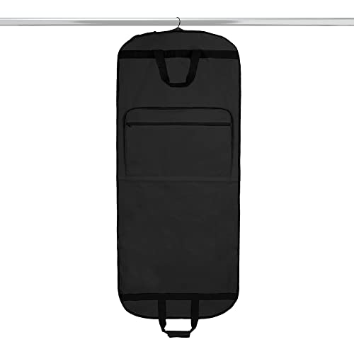 Dalix 60" Foldable Garment Bag Suits Cover Dresses w Front Pocket Black - Image 1