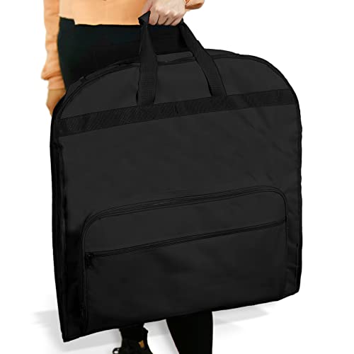 Dalix 60" Foldable Garment Bag Suits Cover Dresses w Front Pocket Black - Image 5