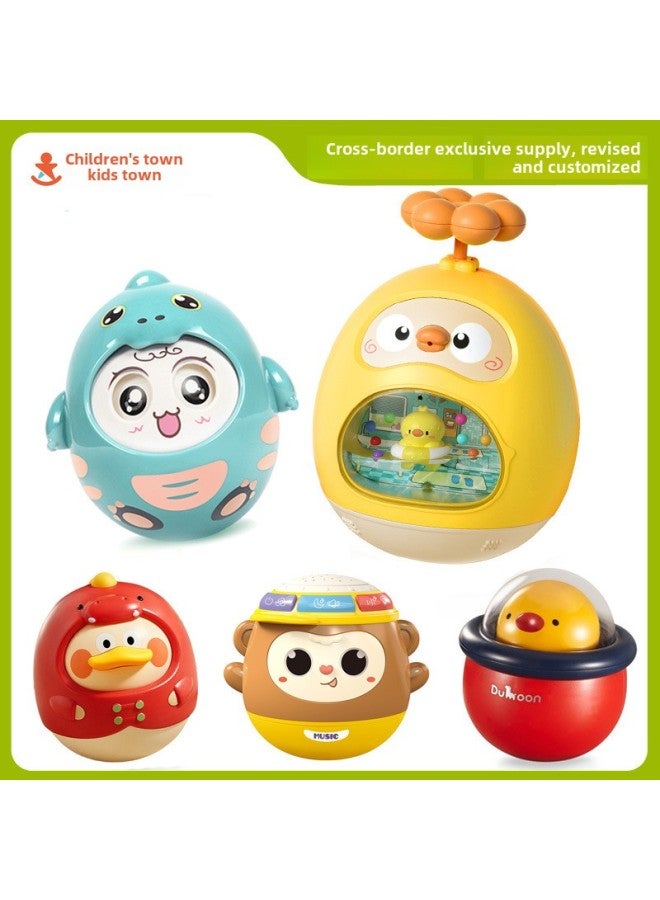 Baby Toy Tumbler Nod Doll 0-1 Year Old Newborn Children Soothing Rattle Bathing Water Play Bathroom Toy-Color:Moe Monkey Tumbler Pink-color Box - Image 2