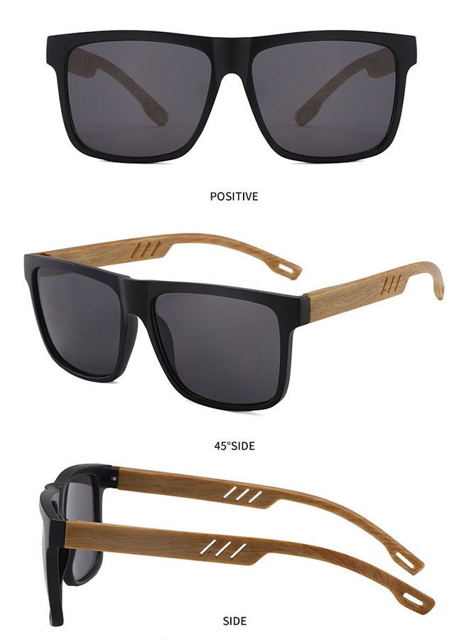CIKJUK Wood Handmade sunglasses Men Women Reinforced Hinge Sun Glasses Rectangular Men's Women's Sunglass Luxury Design Eye Glasses UV400 Protection Shades Mens Travel Driving Daily Life Sun Glas Black - Image 5
