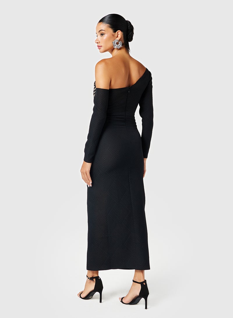 Threadz by Ajooni One-Shoulder Embellished Dress - Image 2