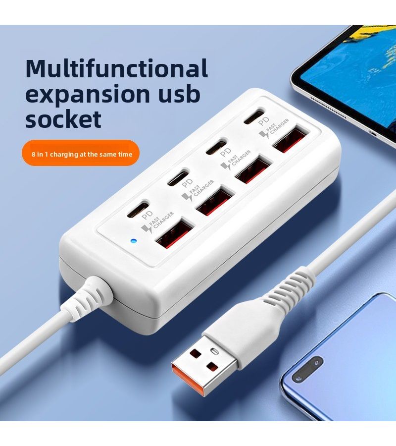 2Pcs 8 Port USB Fast Charging Station 4 Type C PD 4 USB A 25W Max - Image 1