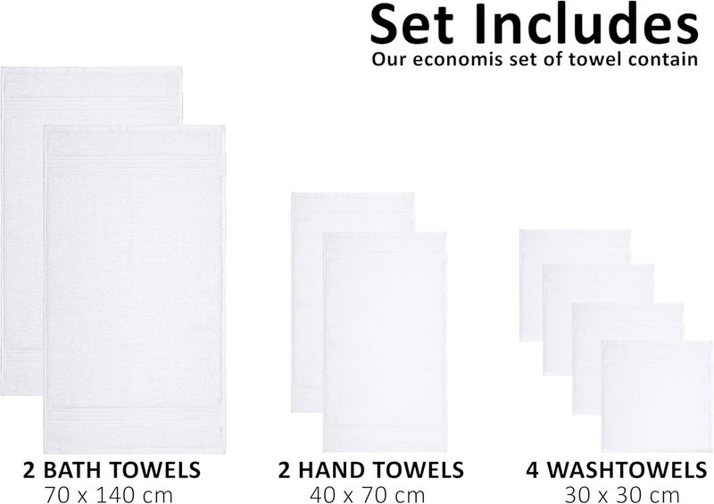 8 Pack Towel Set - 100% Combed Cotton, 550 GSM, Extra Soft and Highly Absorbent Towels for Bath and Spa (White) - Image 3