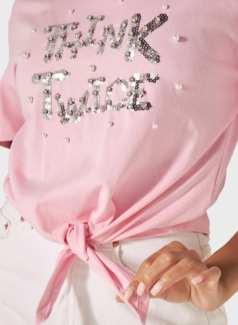 2Xtremz Embellished Knot Detail T-Shirt
