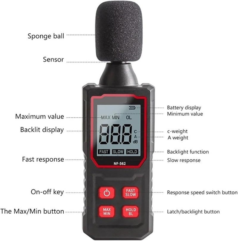 NF562 High Precision Handheld Noise Meter Decibel Detector For Household - Image 2