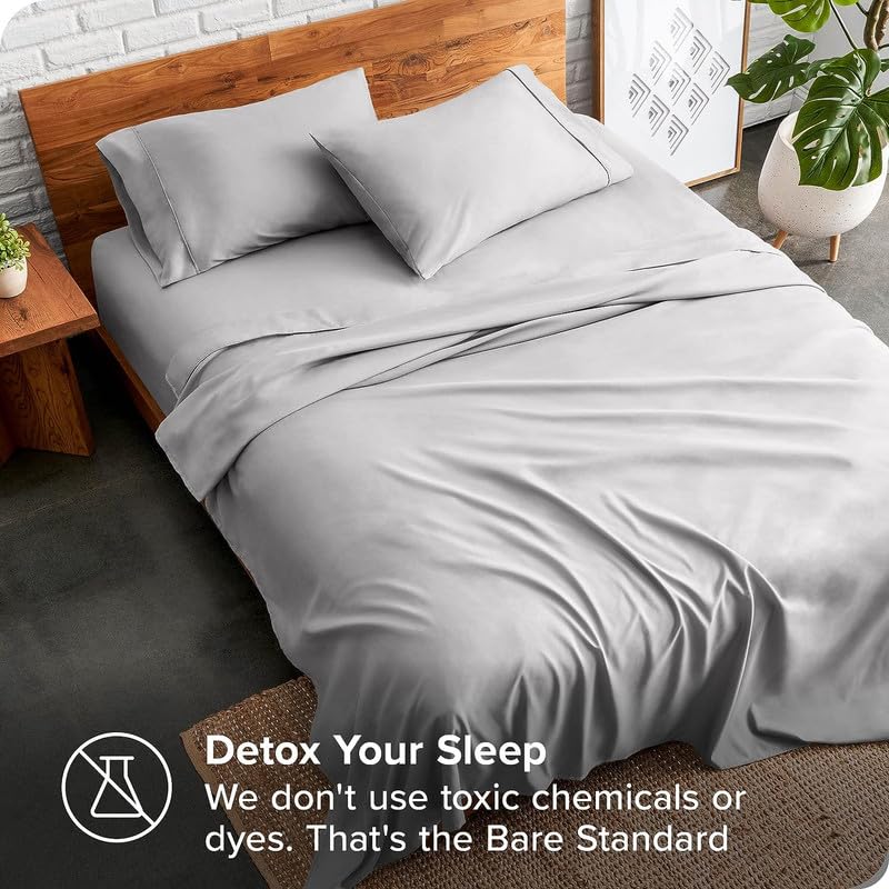 UmI. Brand Umi 100 GSM Brushed Micro Fabric Fitted Bedsheet with Flat Sheet and 2 Pillow Covers Light Grey - Image 5