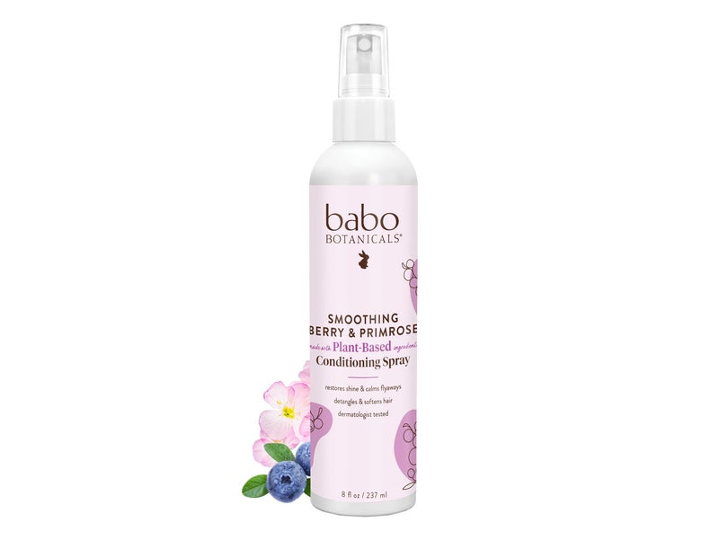 Babo Botanicals Smoothing Berry Conditioning Spray - Detangling & Nourishing - Eliminates Frizz & Prevents Static - Evening Primrose Oil - Non-Aerosol - For all ages - Light Berry Fragrance