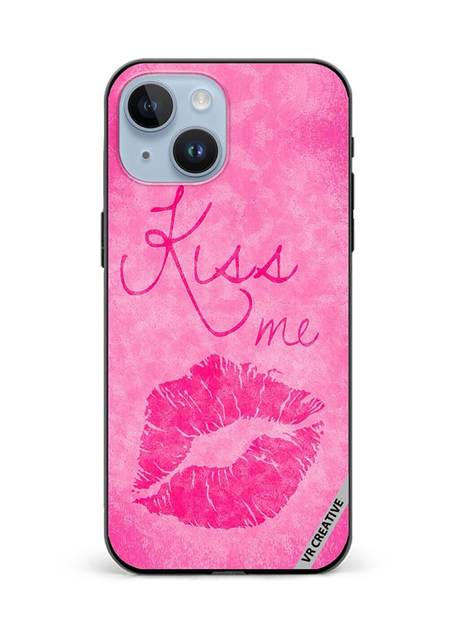 VR CREATIVE Protective Case Cover For Apple iPhone 15 Plus Kiss me Pink Design Multicolour - Image 1