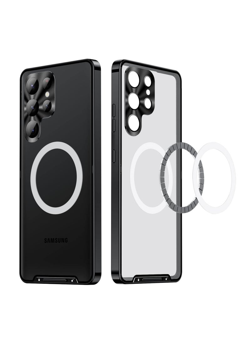 Aookay Metal Case for Samsung S23 Ultra -Fit for MagSafe Wireless Charger - Translucent Matte Back with Camera Lens Protection, Magnetic Case Cover for S23 Ultra (Not Built with Front Screen Protector) Black  - Image 1