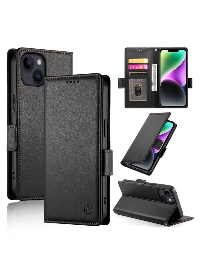 S-TOP Case For iPhone 14 Side Buckle Magnetic Frosted Leather Phone Case - Image 1