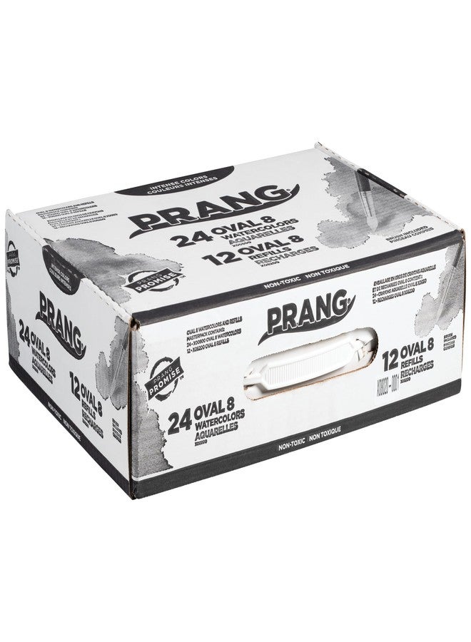 Prang Oval Pan Watercolor Set Master Pack, 8 Assorted Colors, 12 Refill Trays, 24 Paint Sets - Image 2