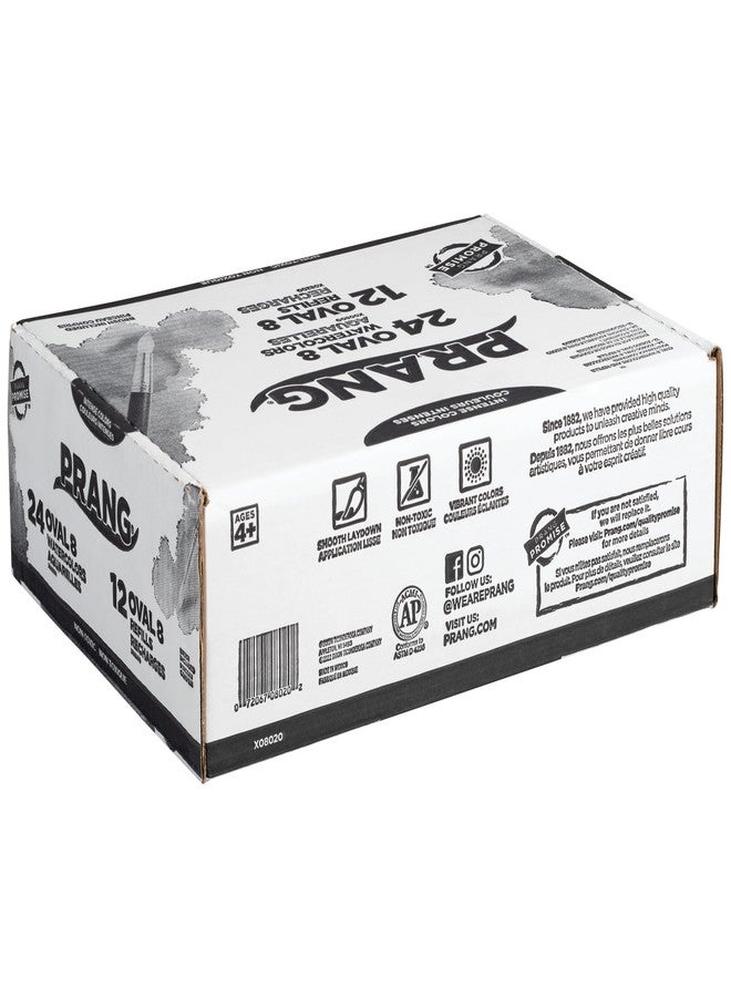 Prang Oval Pan Watercolor Set Master Pack, 8 Assorted Colors, 12 Refill Trays, 24 Paint Sets - Image 3