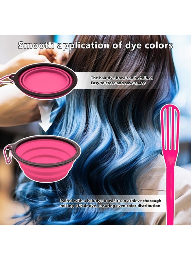 DINTSTYLE 32 Pcs Hair Dye Coloring Kit,Hair Dye Tools for DIY Salon.Hair Dye Brush and Bowl Set/Highlighting Frosting Cap with Plastic Hooks/Dye Brush/Ear Cover/Gloves/Comb/Hairpin/Hair Coloring Cape(Pink) - Image 5